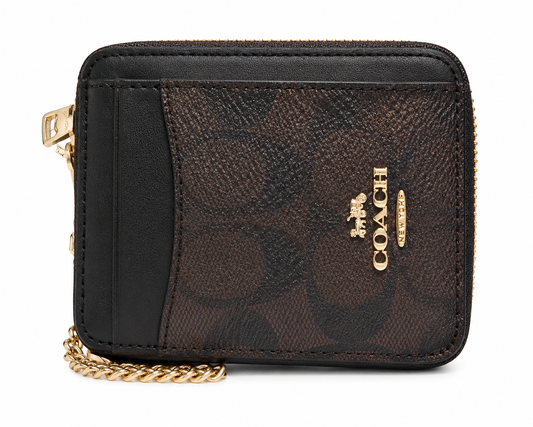 Coach Zip Card Case Wallet – Signature Canvas