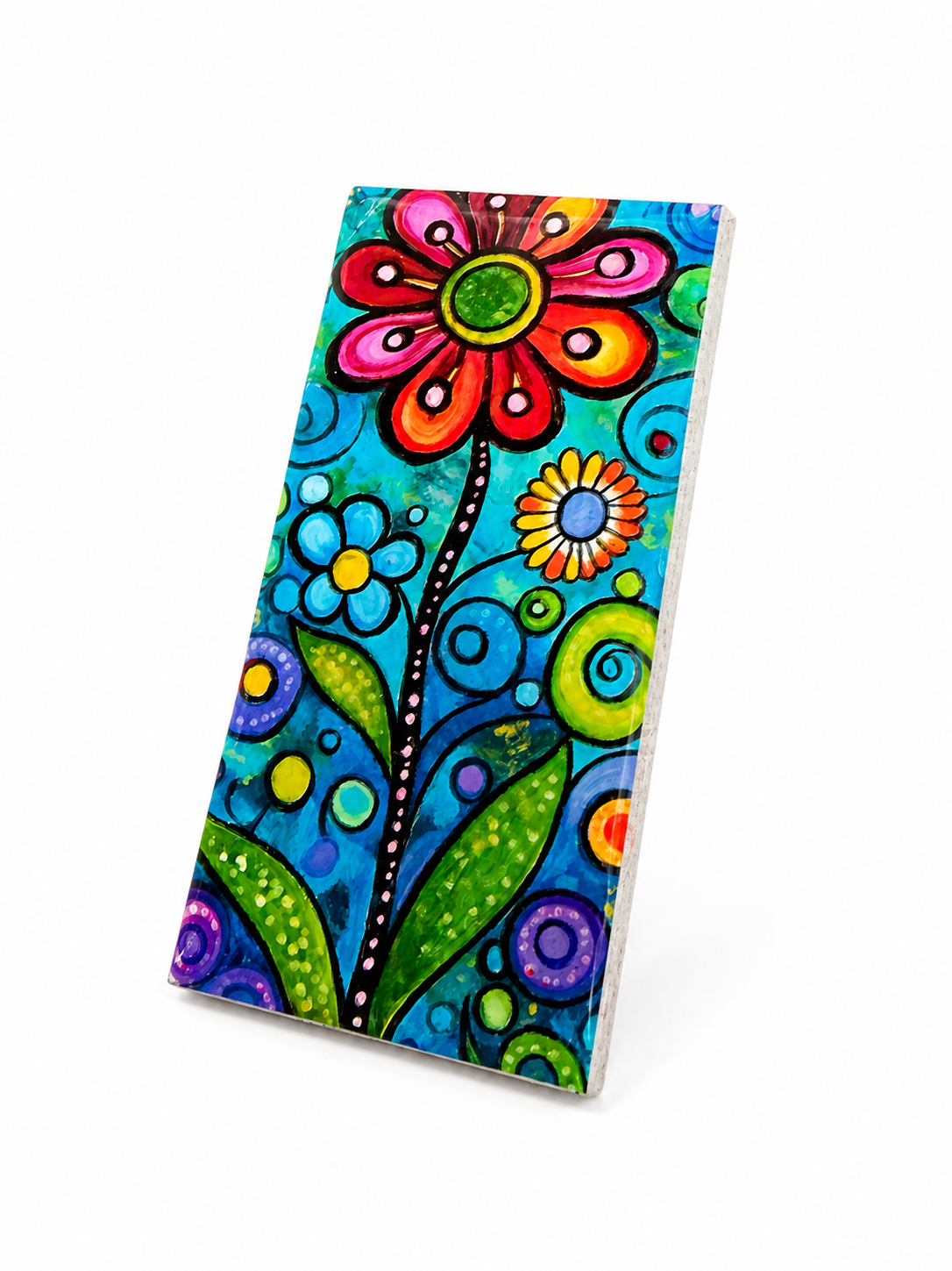 Whimsical Floral Art Tile