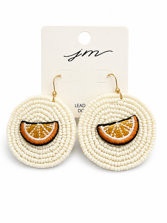 Beaded Citrus Statement Earrings