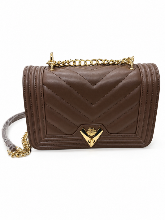 Brown Quilted Chain Shoulder Bag – Product Description