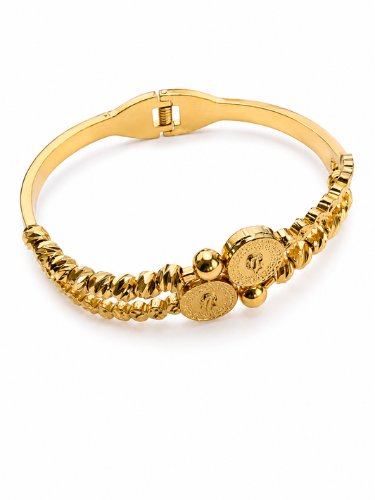 Elegant Gold-Tone Textured Bangle Bracelet