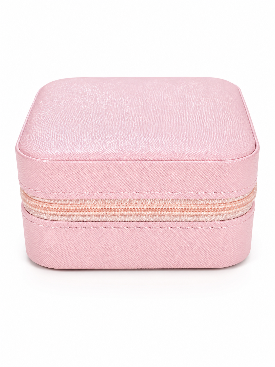 Blush Pink Travel Jewelry Organizer Case – Portable Jewelry Storage Box with Zipper Closure