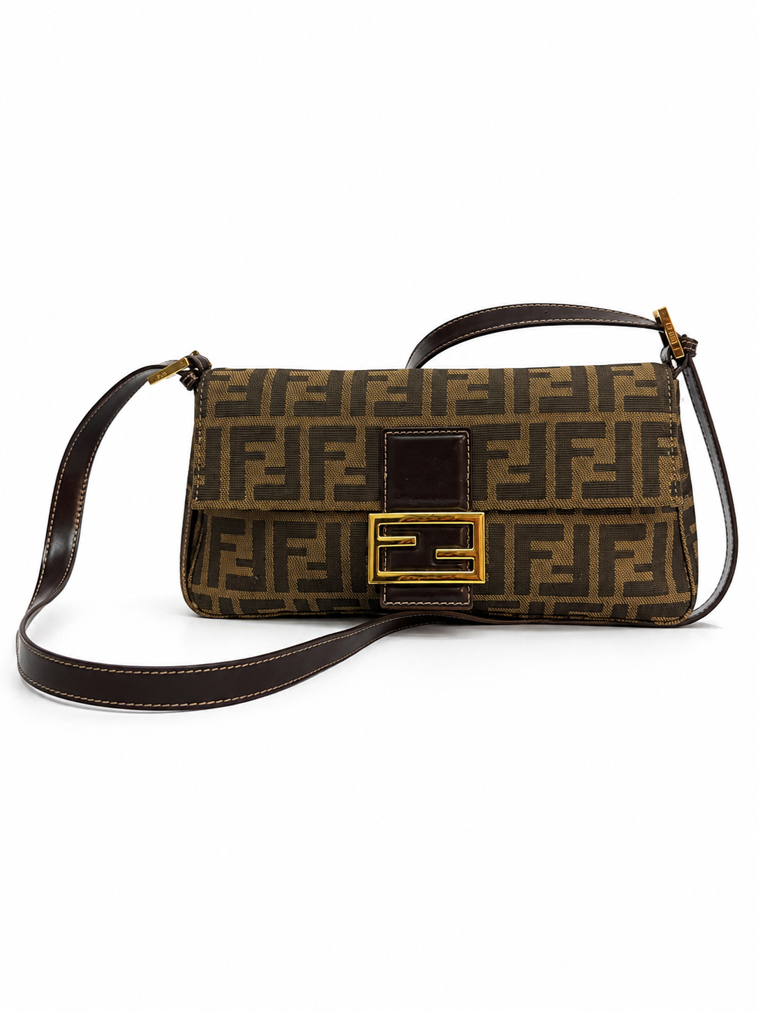 Vintage Brown Monogram Shoulder Bag with Gold Hardware | Classic Designer-Inspired Handbag