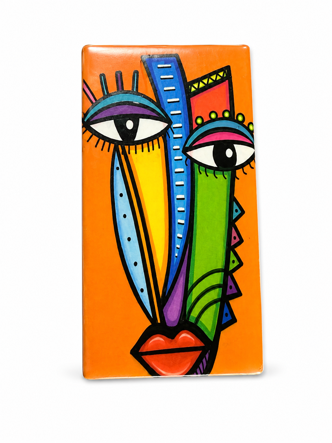 Colorful Abstract Face Glass Fridge Magnet