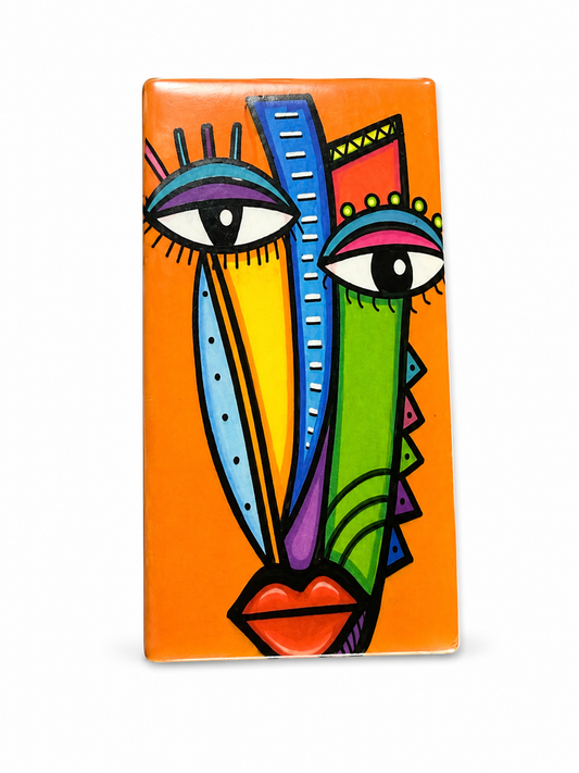 Colorful Abstract Face Glass Fridge Magnet