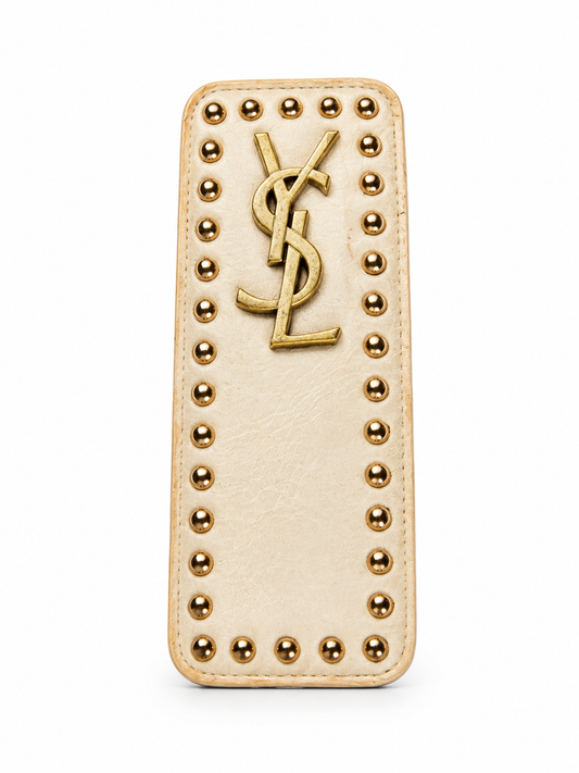Designer-Inspired Cream Faux Leather Hair Clip