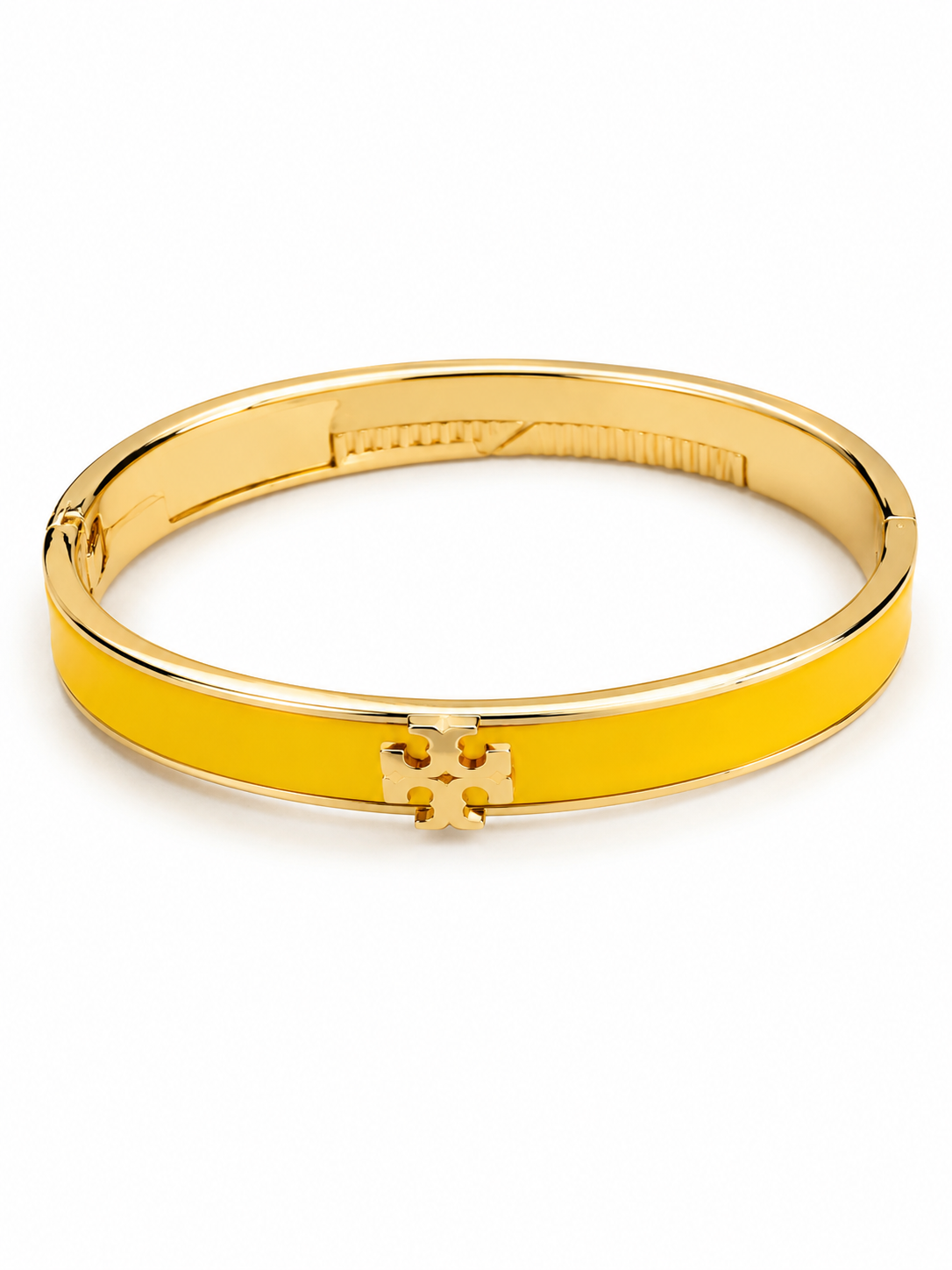 Designer-Inspired Yellow Enamel Gold Bangle Bracelet