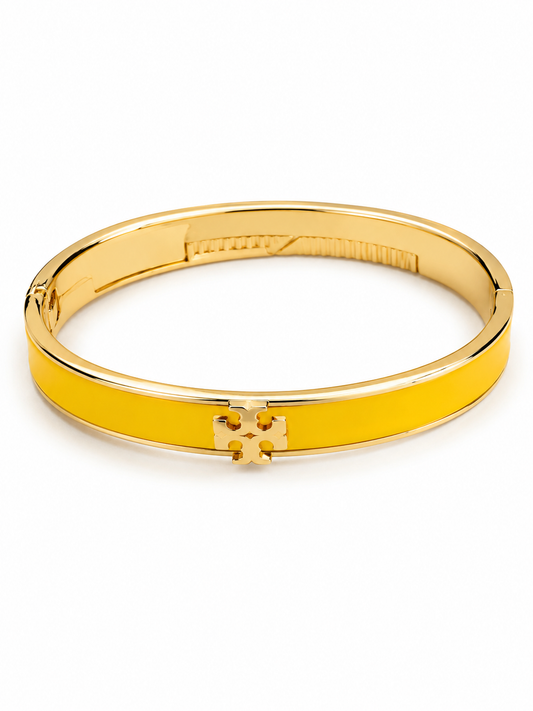 Designer-Inspired Enamel Gold Bangle Bracelet