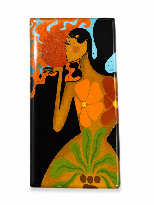 Abstract Black Woman Glass Fridge Magnet