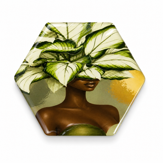 Hexagon Botanical Glass Fridge Magnet