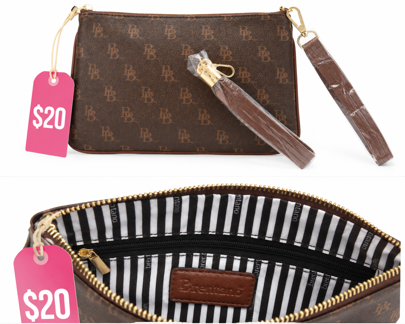 Designer-Inspired Wristlet Clutch – $20 🤎