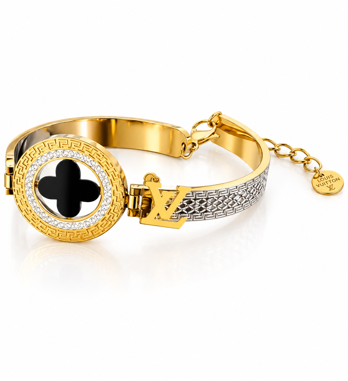 Gold & Silver Designer-Inspired Charm Bangle