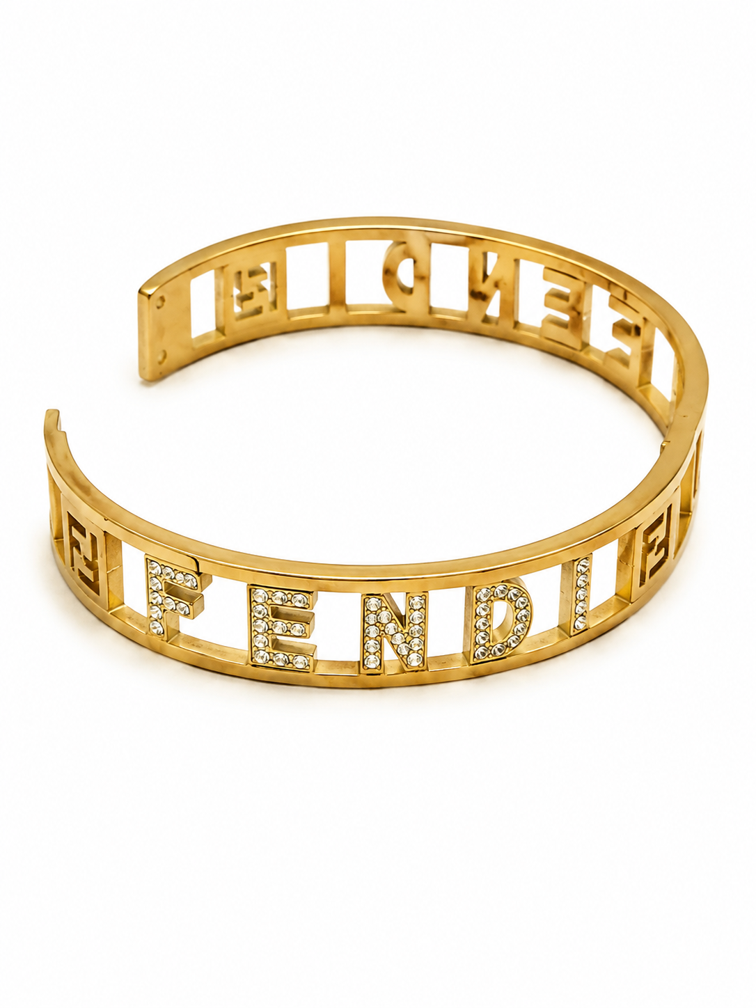 Gold-Tone Crystal Letter Cuff Bracelet
