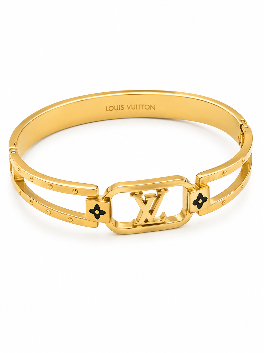 Gold-Tone Designer-Inspired Crystal Bangle