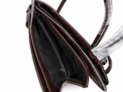 Genuine Leather Tooled Floral Satchel Handbag
