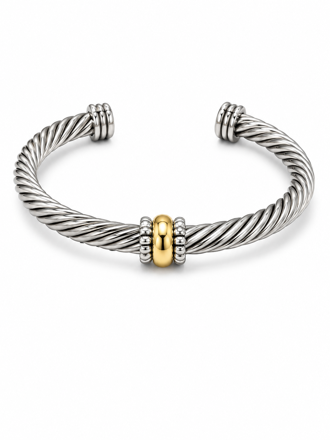 Classic Two-Tone Twisted Cable Cuff Bracelet