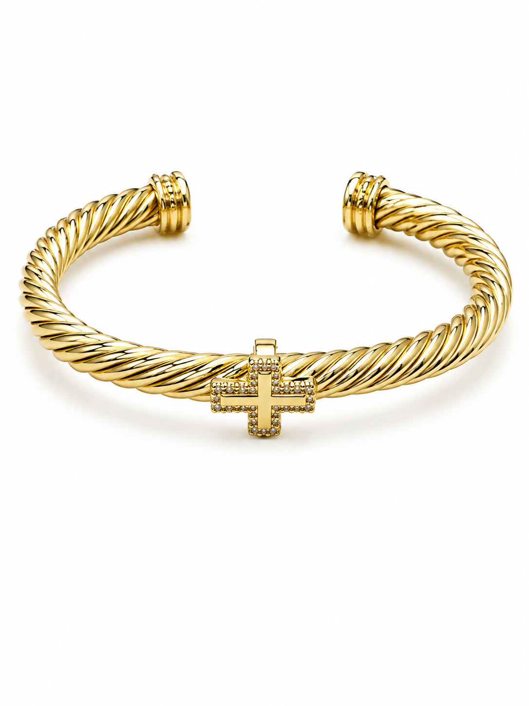 Gold Cross Rope Cuff Bracelet