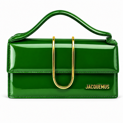 Jacquemus-Inspired Emerald Green Patent Shoulder Bag