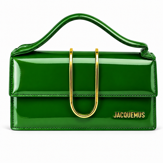 Jacquemus-Inspired Emerald Green Patent Shoulder Bag