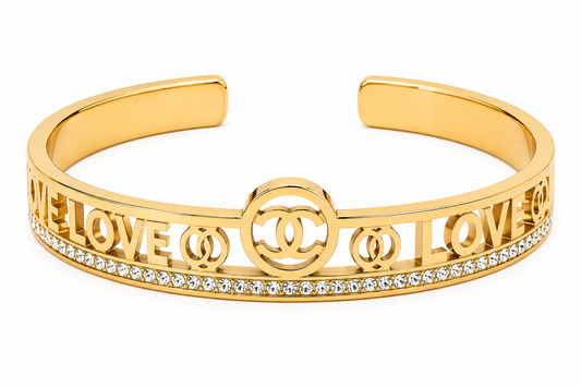 Crystal LOVE Gold Cuff Bracelet