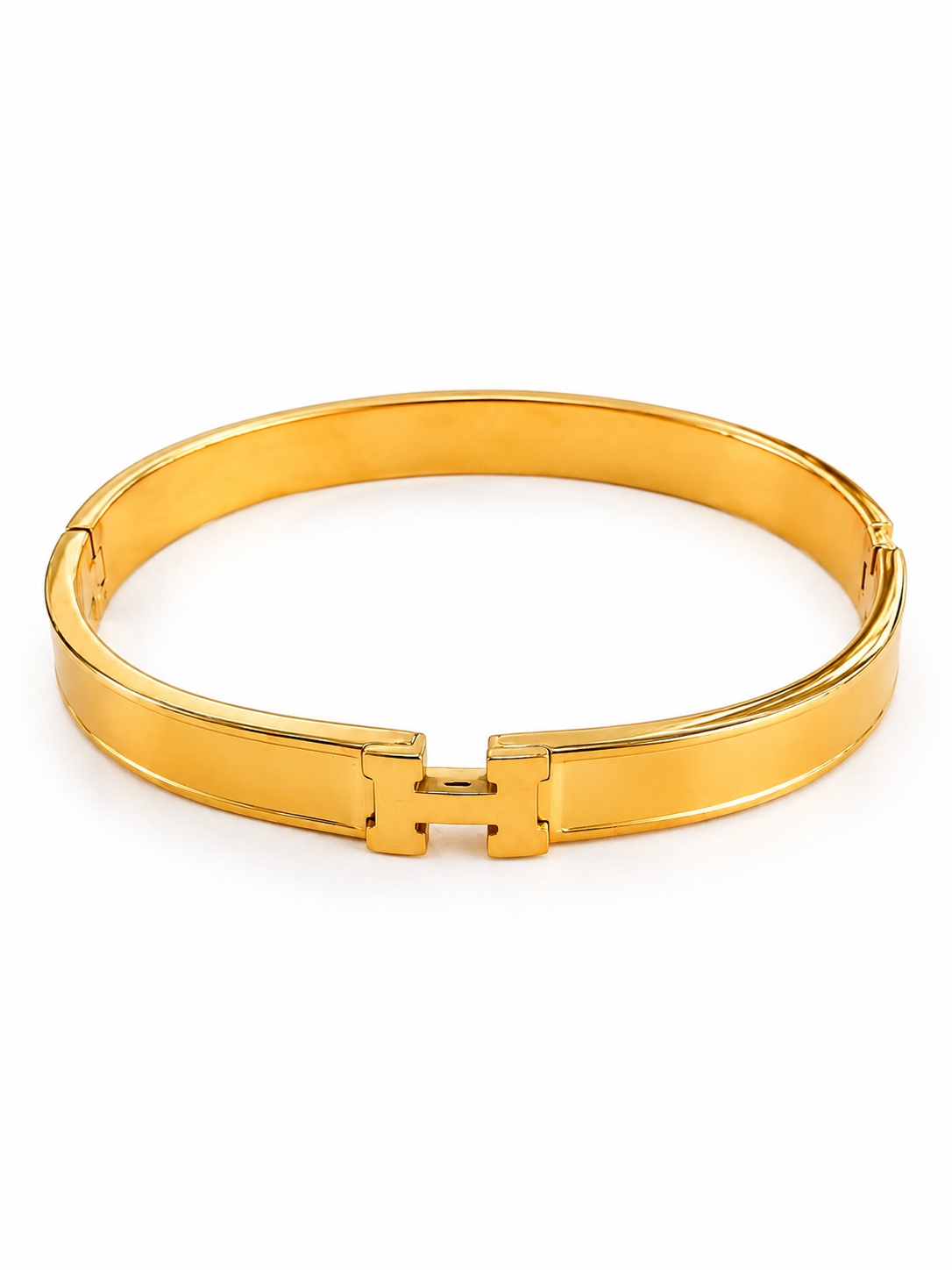 Gold H-Inspired Bangle Bracelet