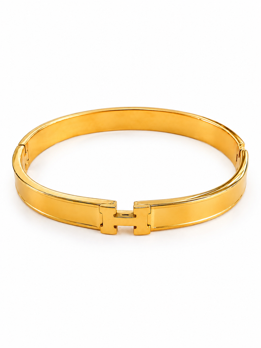 Gold H-Inspired Bangle Bracelet