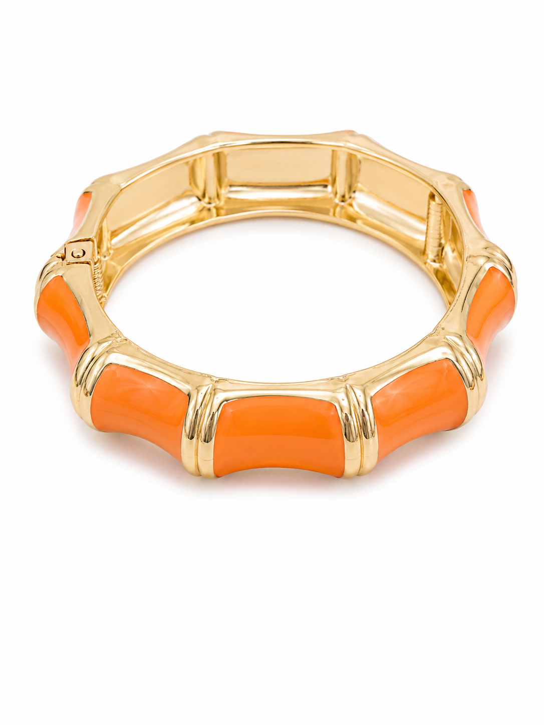 Orange Bamboo-Inspired Statement Bangle