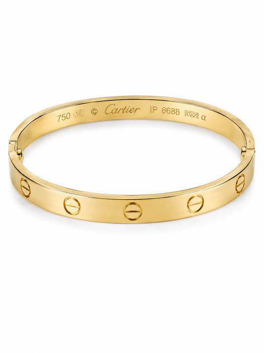 Gold-Tone Stainless Steel Screw Motif Bangle