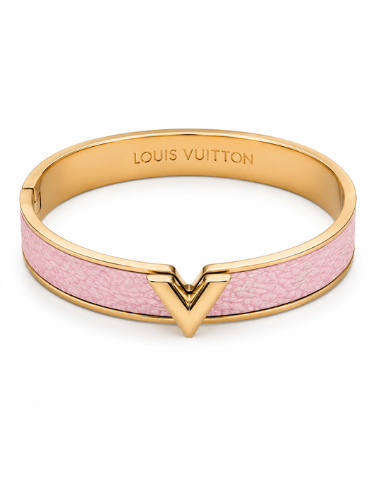 Pink & Gold V-Inspired Stainless Steel Bangle
