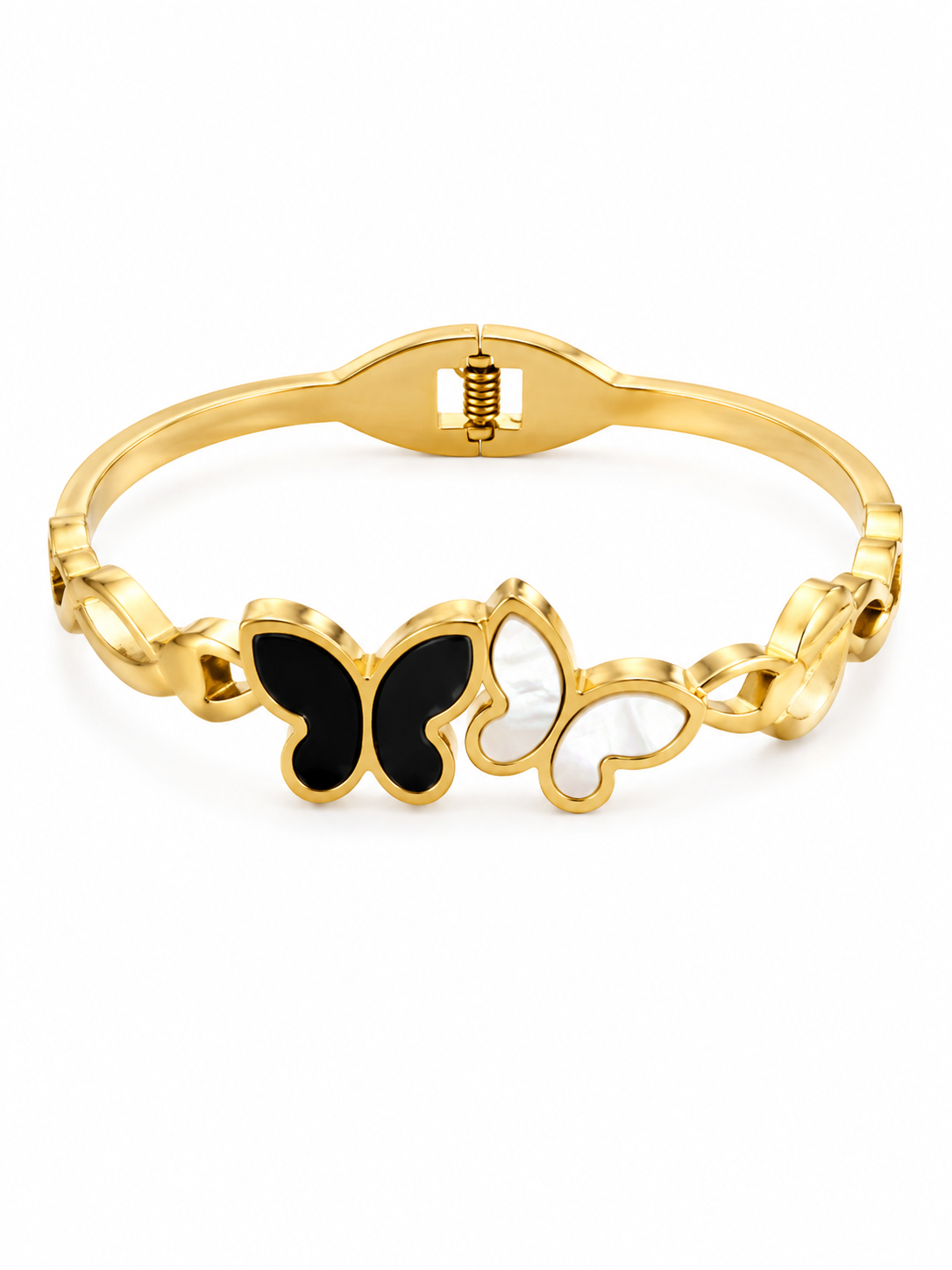 Black & White Butterfly Stainless Steel Bangle