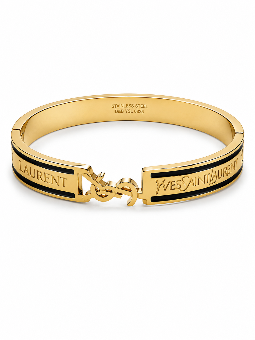 Gold & Black Designer-Inspired Stainless Steel Bangle
