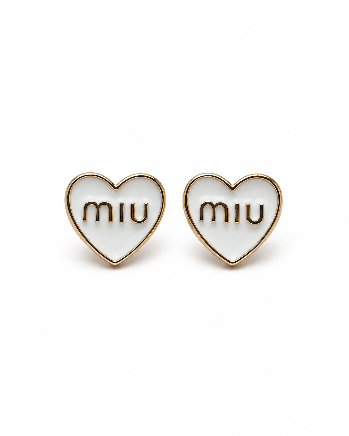 White Heart Designer-Inspired Stud Earrings