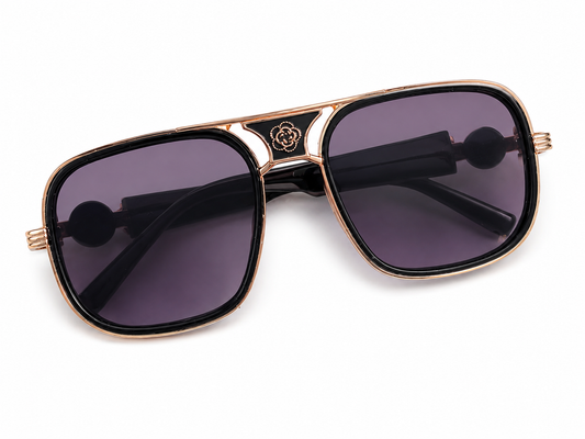 Luxe Oversized Black & Gold Designer-Inspired Sunglasses