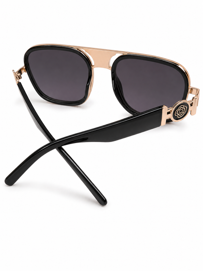 Luxe Oversized Black & Gold Designer-Inspired Sunglasses