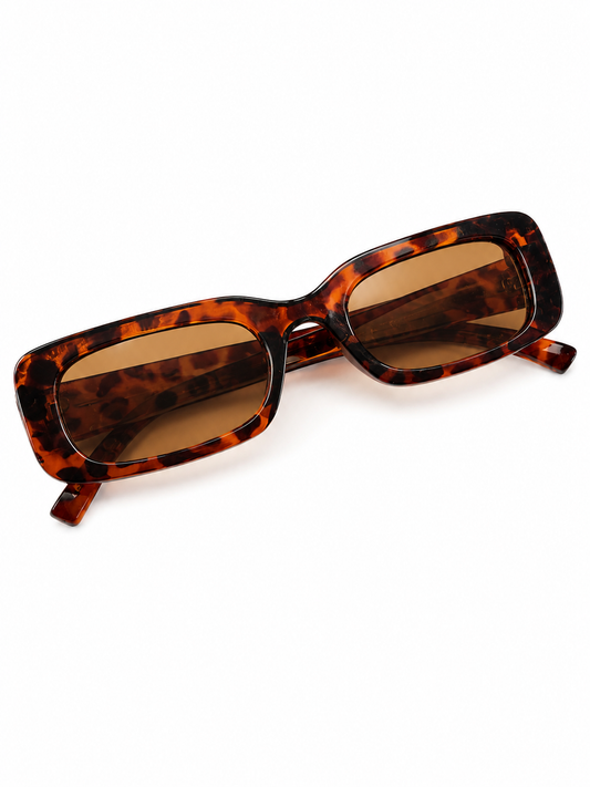 Retro Tortoiseshell Rectangle Sunglasses