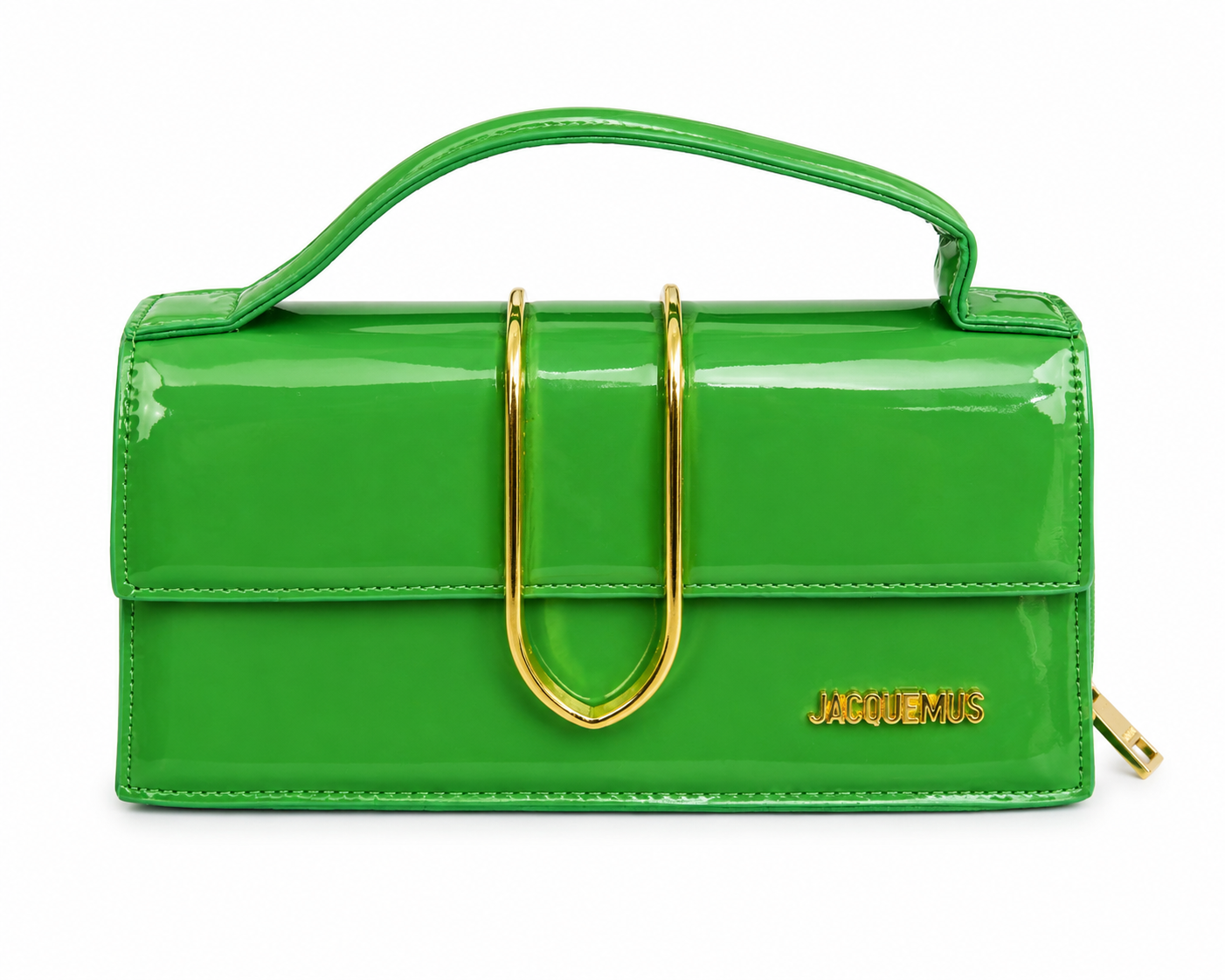 Designer-Inspired Patent Green Top Handle Handbag