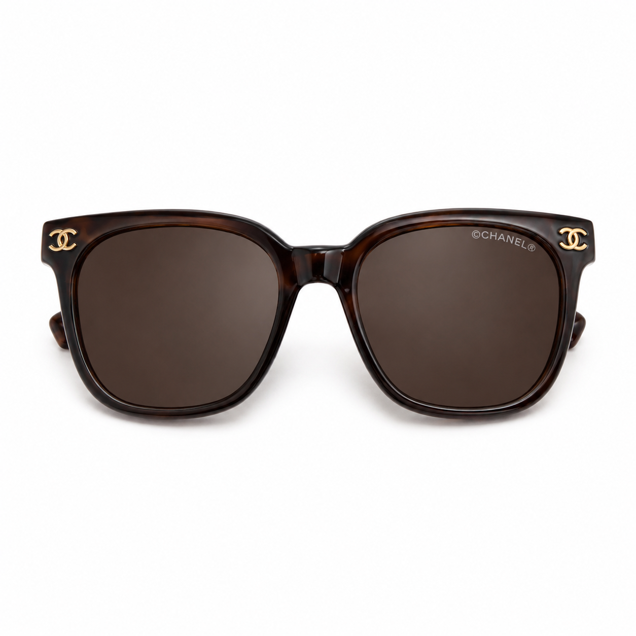 Tortoiseshell Statement Sunglasses with Gold Logo Detail