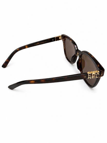 Tortoiseshell Statement Sunglasses with Gold Logo Detail