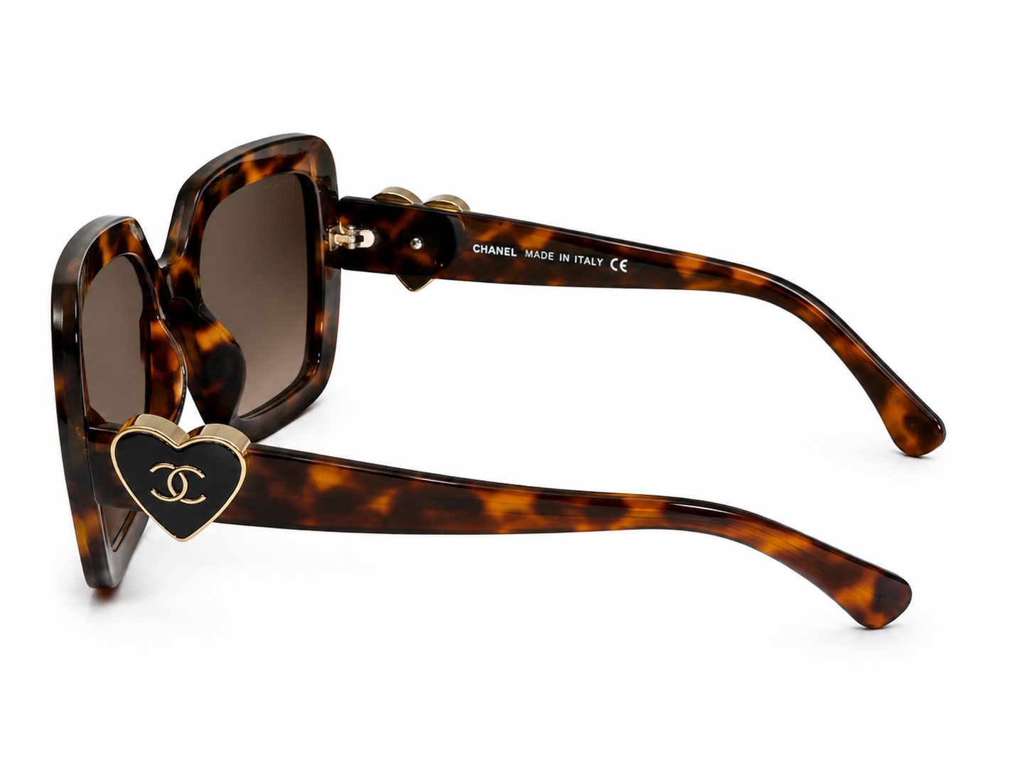 Tortoiseshell Heart Accent Oversized Sunglasses