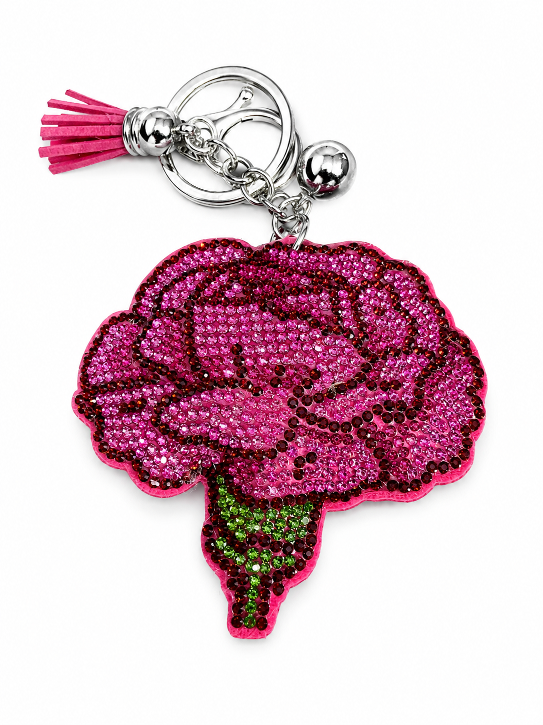 Pink Rhinestone Rose Keychain & Bag Charm