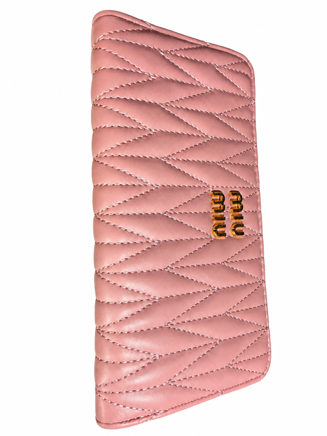 Blush Pink Quilted Zip-Around Wallet