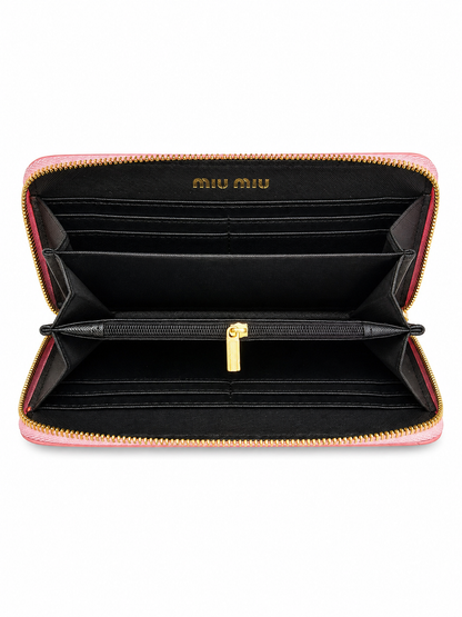 Blush Pink Quilted Zip-Around Wallet