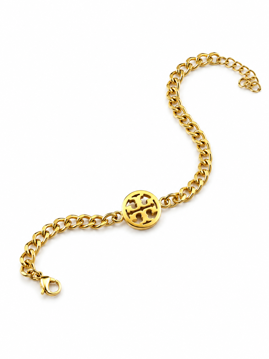 Gold-Tone Designer-Inspired Medallion Chain Bracelet