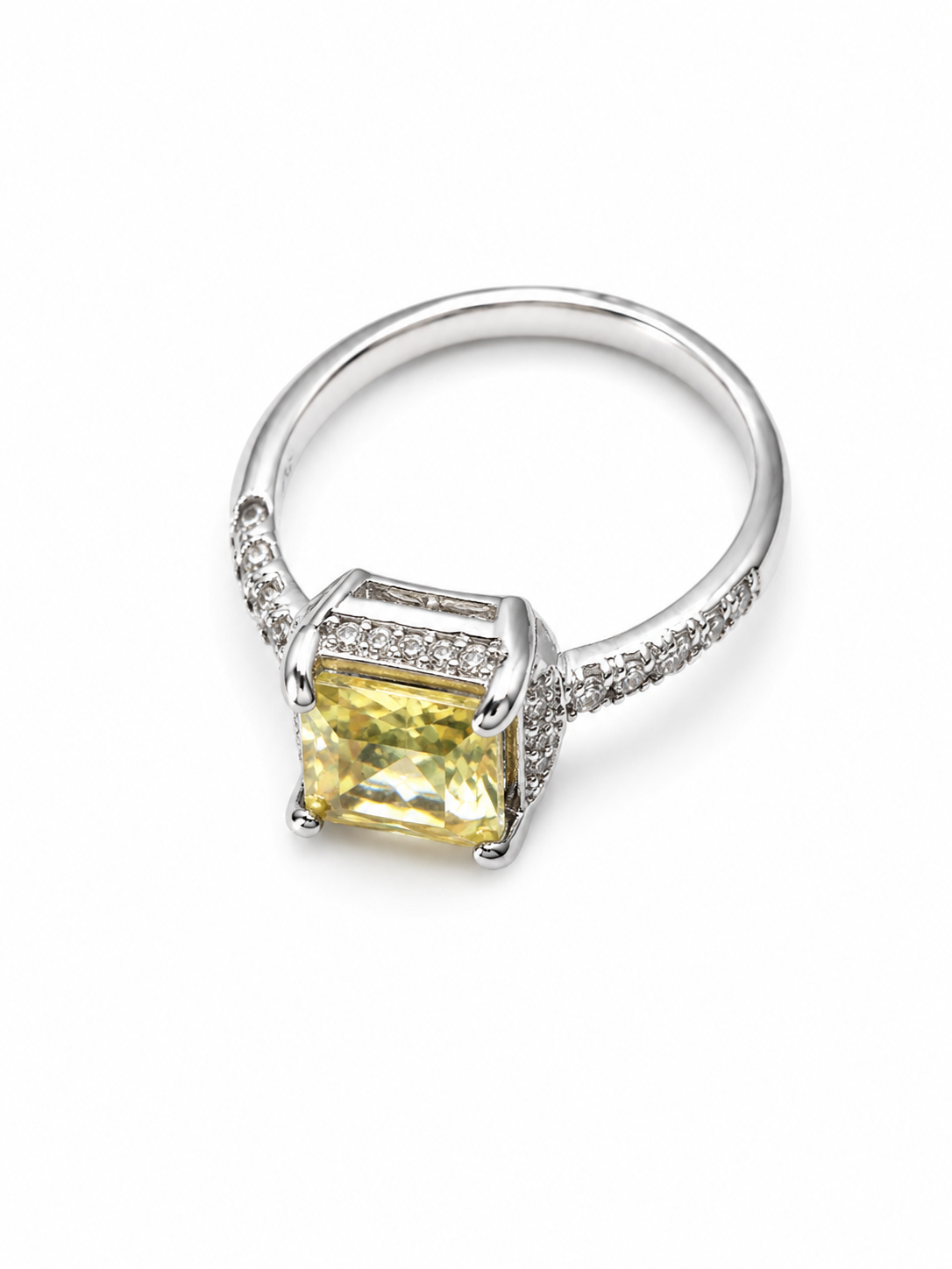 Radiant Yellow Square-Cut Statement Ring