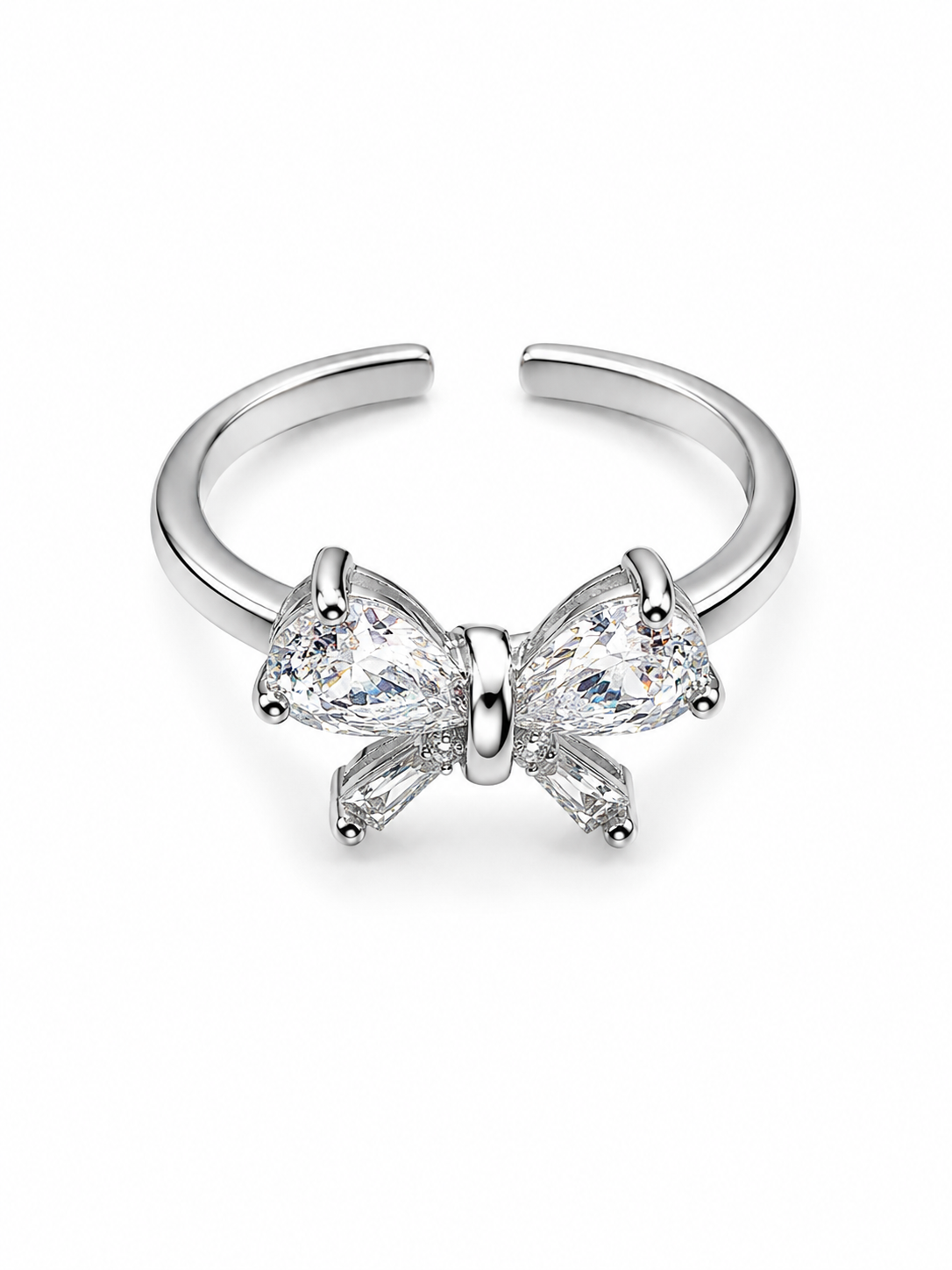 Sparkling Crystal Bow Adjustable Ring