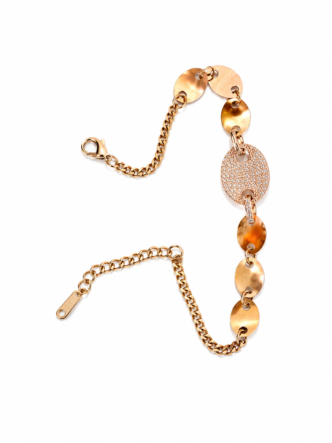 Rose Gold Pavé Oval Statement Bracelet