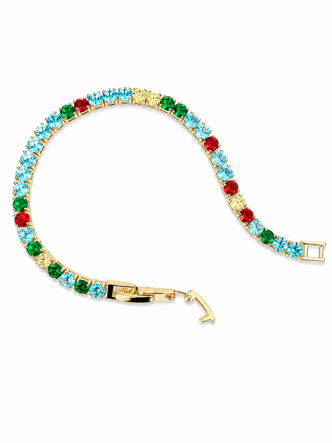 Gold Multicolor Crystal Tennis Bracelet