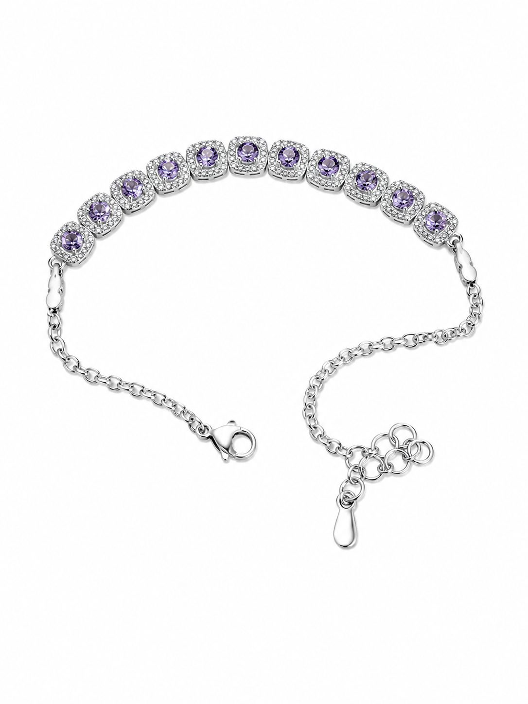 Silver Lavender Crystal Halo Bracelet