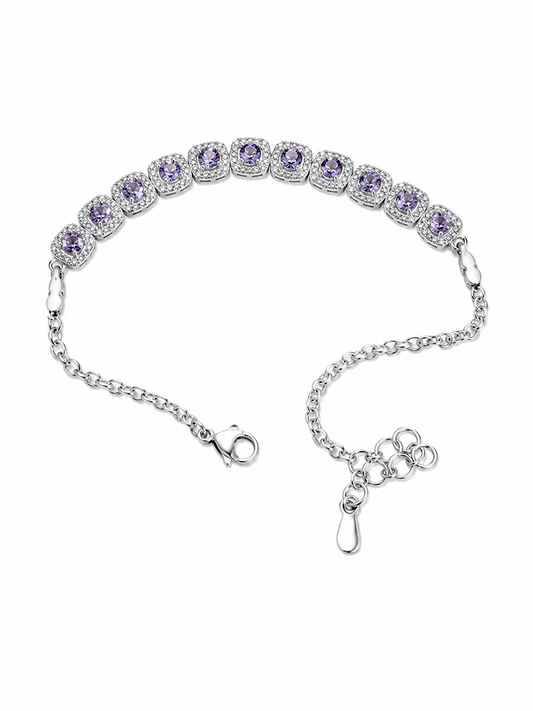 Silver Lavender Crystal Halo Bracelet