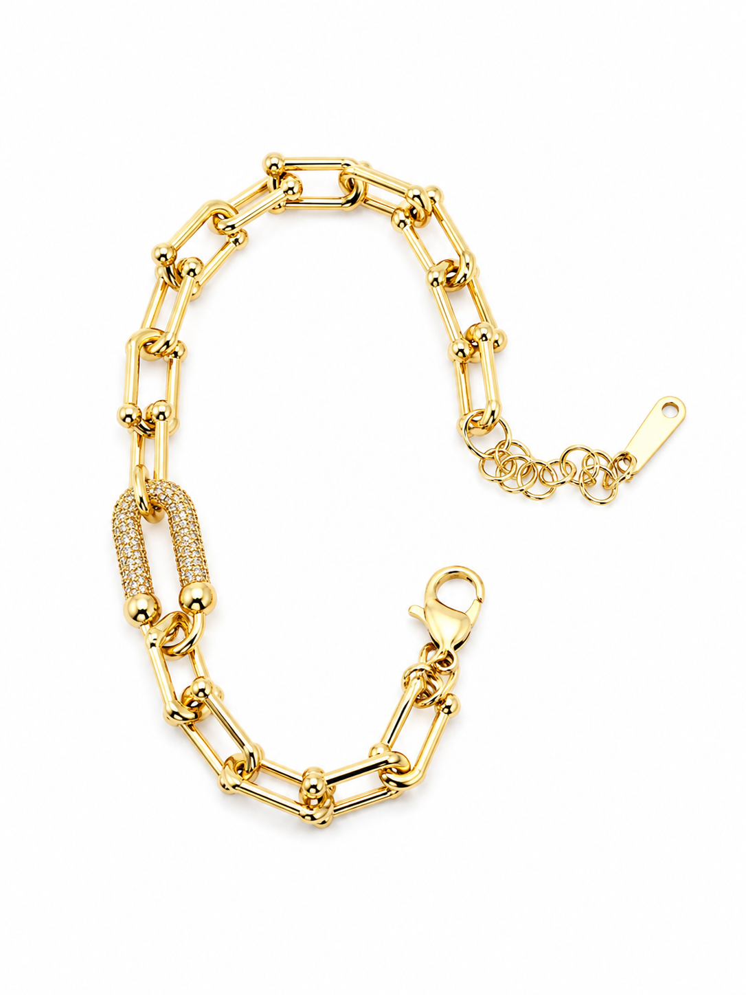 Gold Pavé Statement Link Bracelet